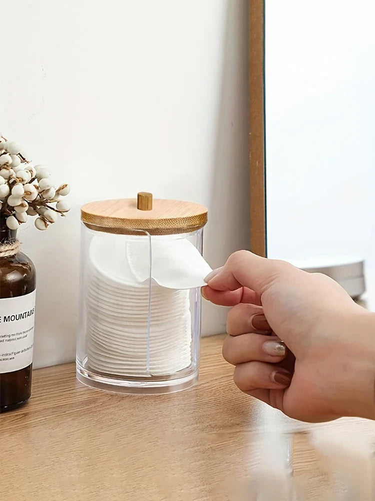 1/2 Pcs Makeup Organizer Round Clear Acrylic Makeup Organizer Makeup Cotton Pad Swab Holder Cotton Pad Organizer Box Makeup Pads - Image 7