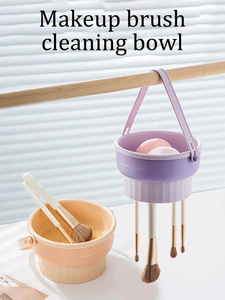 Makeup Brush Cleaning Bowl Beauty Egg Cleaning Tool Storage Set Brush Powder Puff Dry Cleaning Silicone Drying Shelf - Image 7