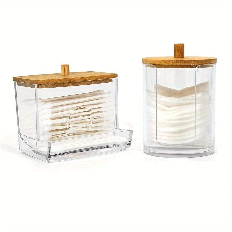 1/2 Pcs Makeup Organizer Round Clear Acrylic Makeup Organizer Makeup Cotton Pad Swab Holder Cotton Pad Organizer Box Makeup Pads - Image 9