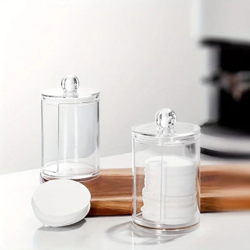 1/2 Pcs Makeup Organizer Round Clear Acrylic Makeup Organizer Makeup Cotton Pad Swab Holder Cotton Pad Organizer Box Makeup Pads - Image 3