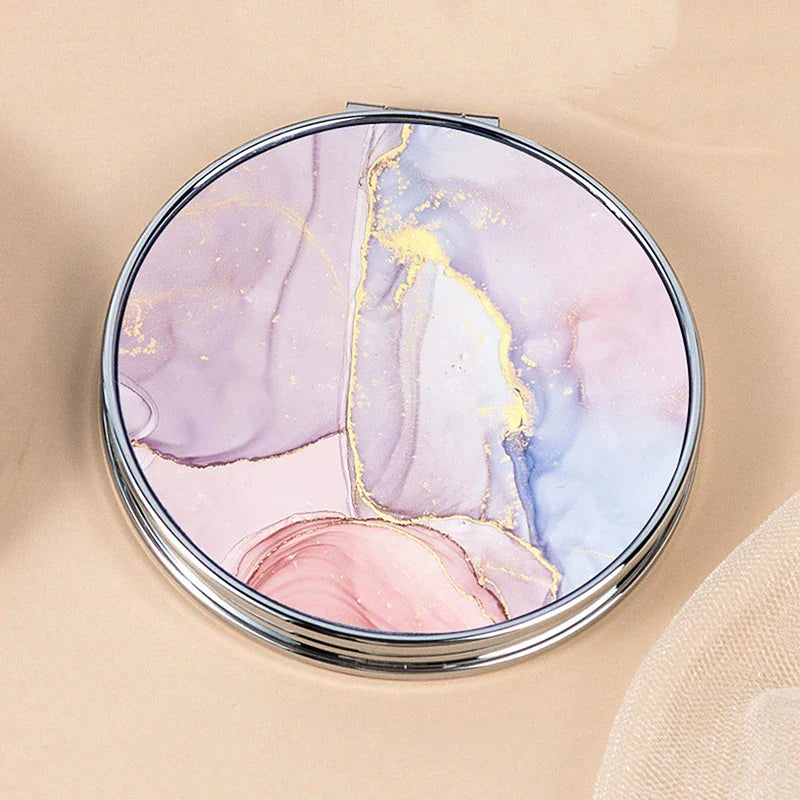 Stripe Pattern Vintage Hand Women Mini Compact Makeup Mirror Portable Green/Purple/Blue Bag Mirror - Image 15