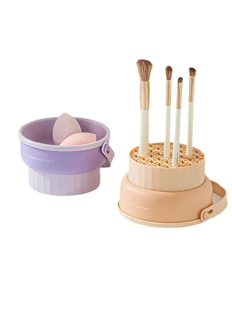 Makeup Brush Cleaning Bowl Beauty Egg Cleaning Tool Storage Set Brush Powder Puff Dry Cleaning Silicone Drying Shelf - Image 15