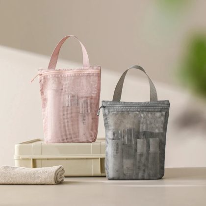 23x26cm Portable Toiletry Bag with Handy Handle Large Capacity Mesh Toiletry  Storage Bag Makeup Bag for Business Trips Travel
