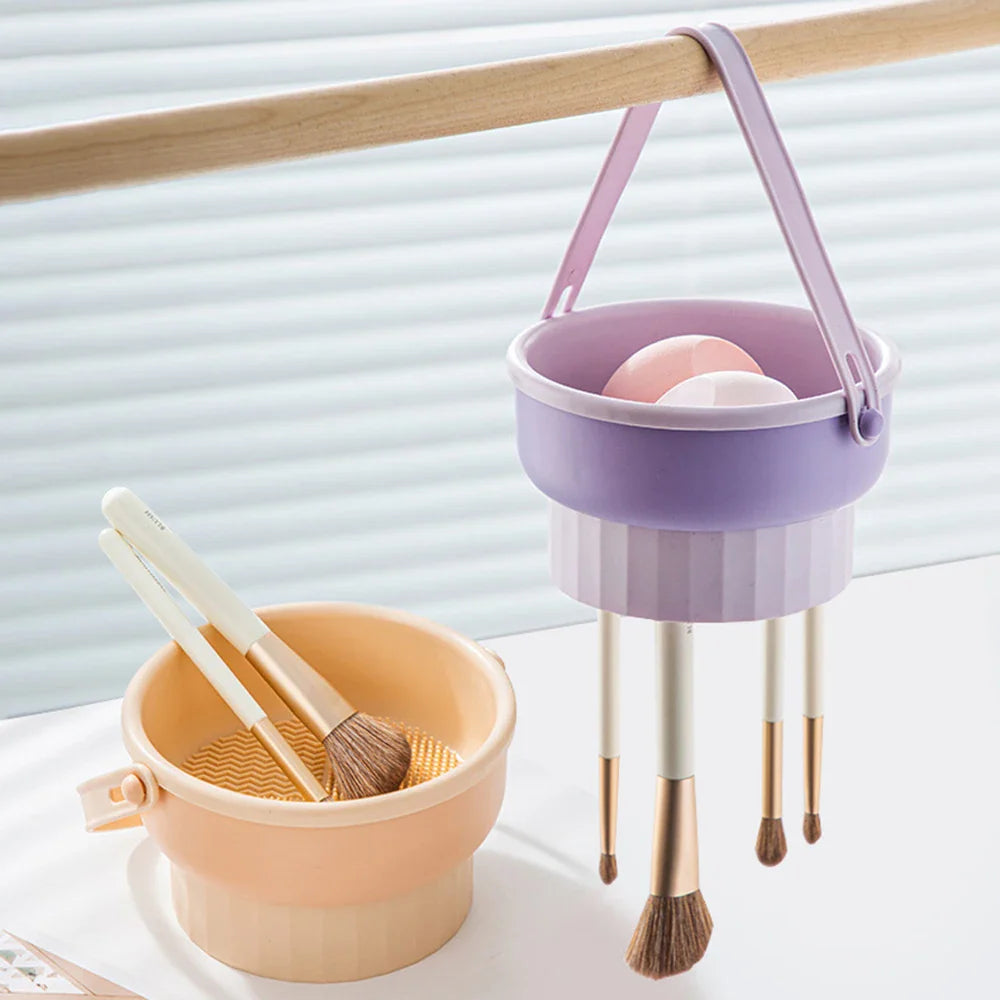 Makeup Brush Cleaning Bowl Beauty Egg Cleaning Tool Storage Set Brush Powder Puff Dry Cleaning Silicone Drying Shelf - Image 3