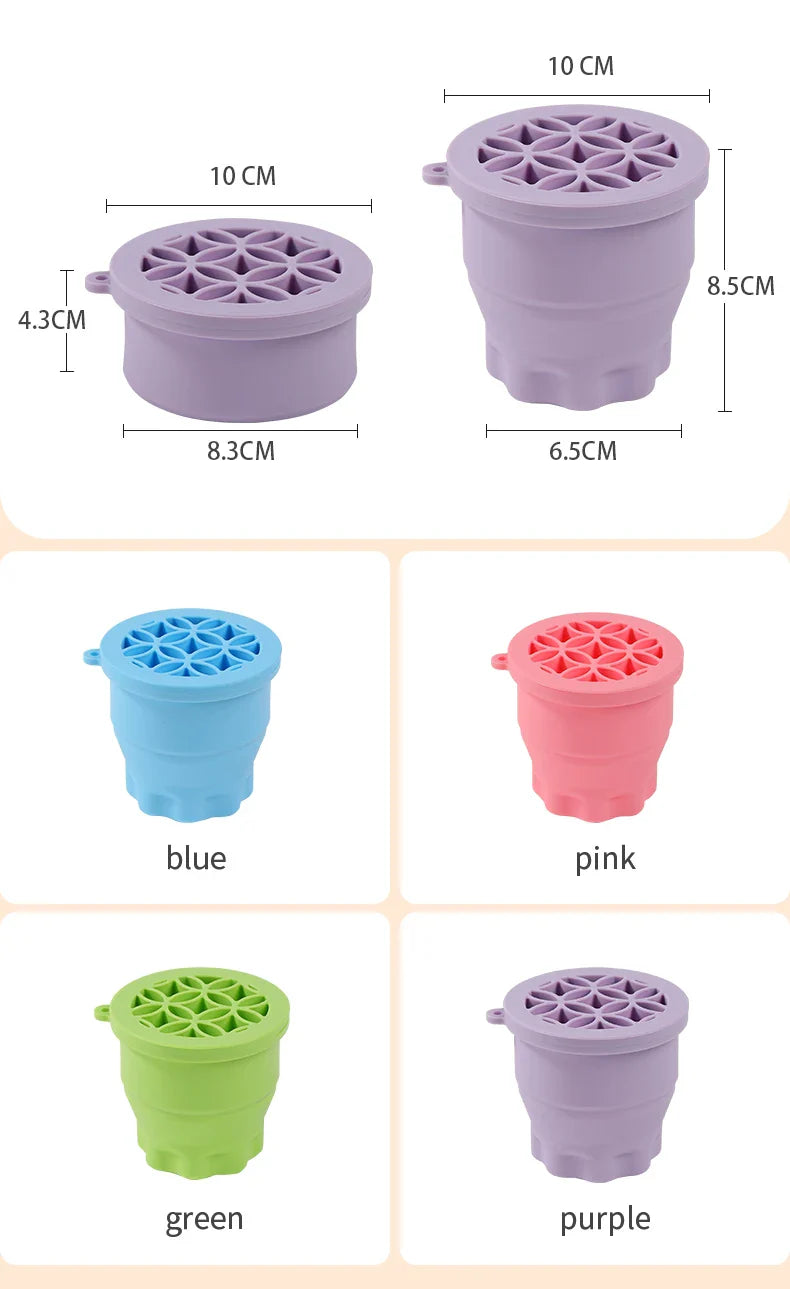 Multifunction Silicone Folding Makeup Brush Cleaning Cup Cleaning and drying 2-in-1 storage cup Beauty Cosmetic Brush Scrub Cup - Image 17