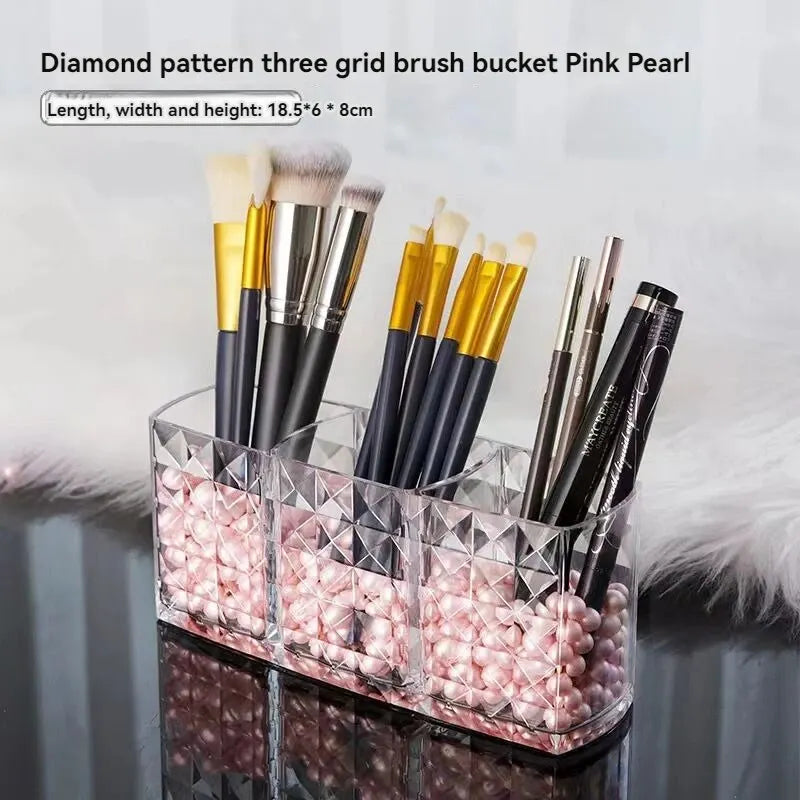 1Pcs/2Pcs Diamond Patterned Mirror Cabinet Storage Box, Bathroom, Bathroom, Cosmetics, Lipstick Storage Rack - Image 2