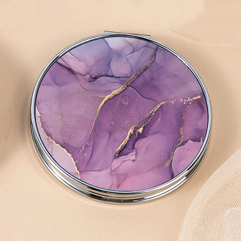 Stripe Pattern Vintage Hand Women Mini Compact Makeup Mirror Portable Green/Purple/Blue Bag Mirror - Image 14