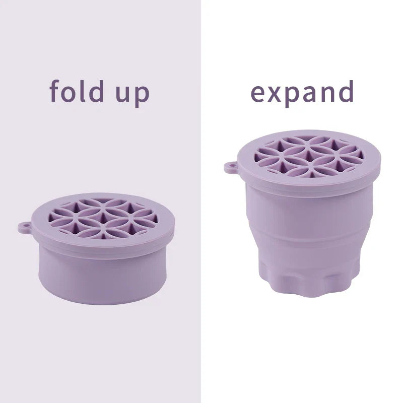 Multifunction Silicone Folding Makeup Brush Cleaning Cup Cleaning and drying 2-in-1 storage cup Beauty Cosmetic Brush Scrub Cup - Image 2