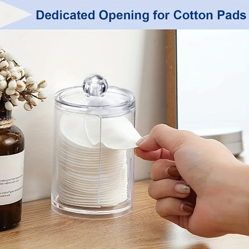 1/2 Pcs Makeup Organizer Round Clear Acrylic Makeup Organizer Makeup Cotton Pad Swab Holder Cotton Pad Organizer Box Makeup Pads - Image 2