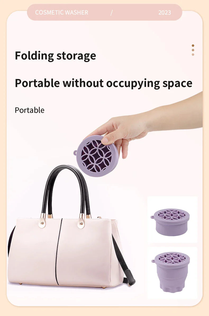 Multifunction Silicone Folding Makeup Brush Cleaning Cup Cleaning and drying 2-in-1 storage cup Beauty Cosmetic Brush Scrub Cup - Image 13