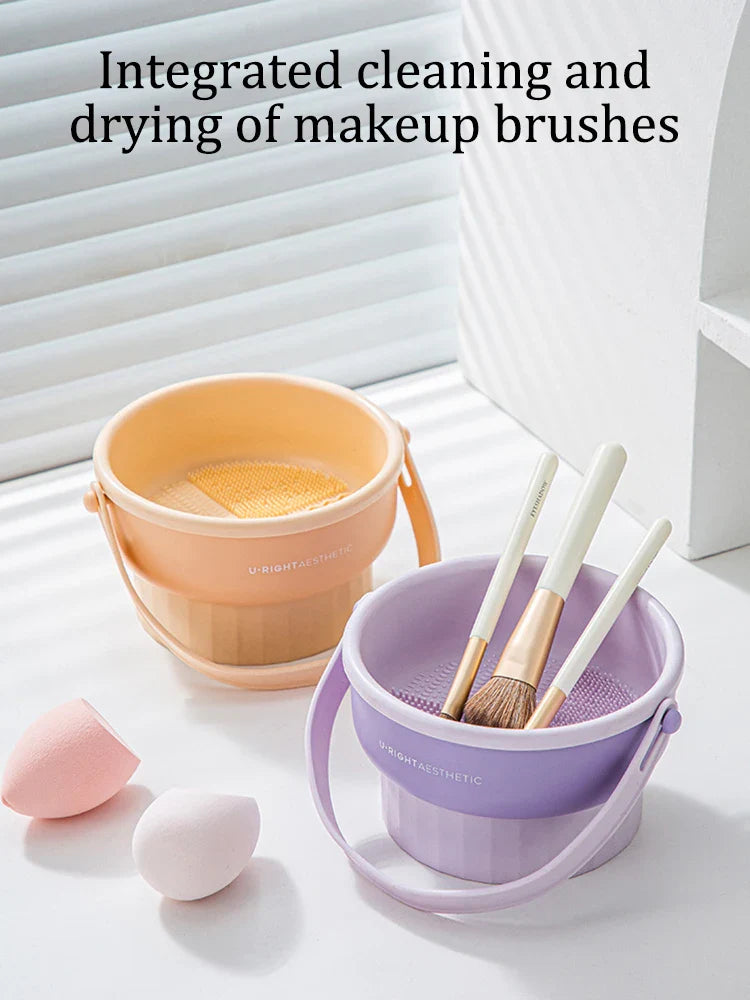 Makeup Brush Cleaning Bowl Beauty Egg Cleaning Tool Storage Set Brush Powder Puff Dry Cleaning Silicone Drying Shelf - Image 9