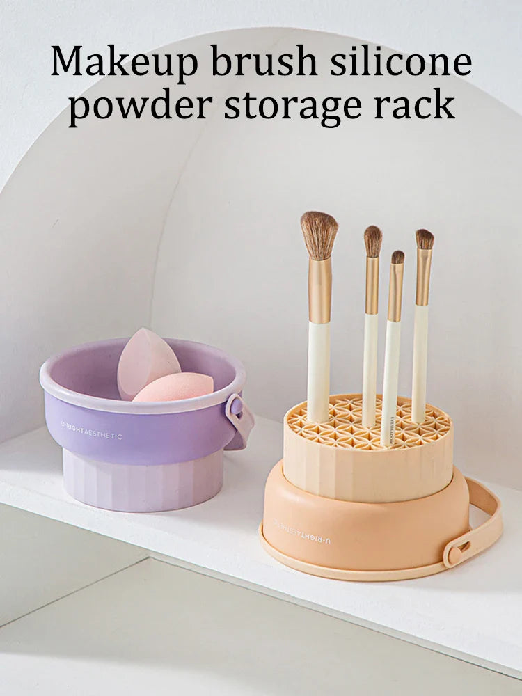 Makeup Brush Cleaning Bowl Beauty Egg Cleaning Tool Storage Set Brush Powder Puff Dry Cleaning Silicone Drying Shelf - Image 8