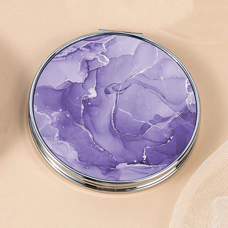 Stripe Pattern Vintage Hand Women Mini Compact Makeup Mirror Portable Green/Purple/Blue Bag Mirror - Image 9