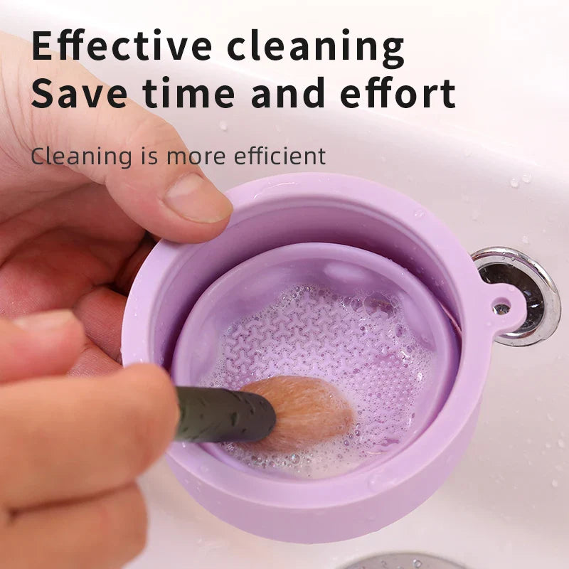 Multifunction Silicone Folding Makeup Brush Cleaning Cup Cleaning and drying 2-in-1 storage cup Beauty Cosmetic Brush Scrub Cup - Image 4